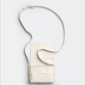 BOTTEGA Veneta Mini Cassette Intrecciato Leather Crossbody Bag-White.